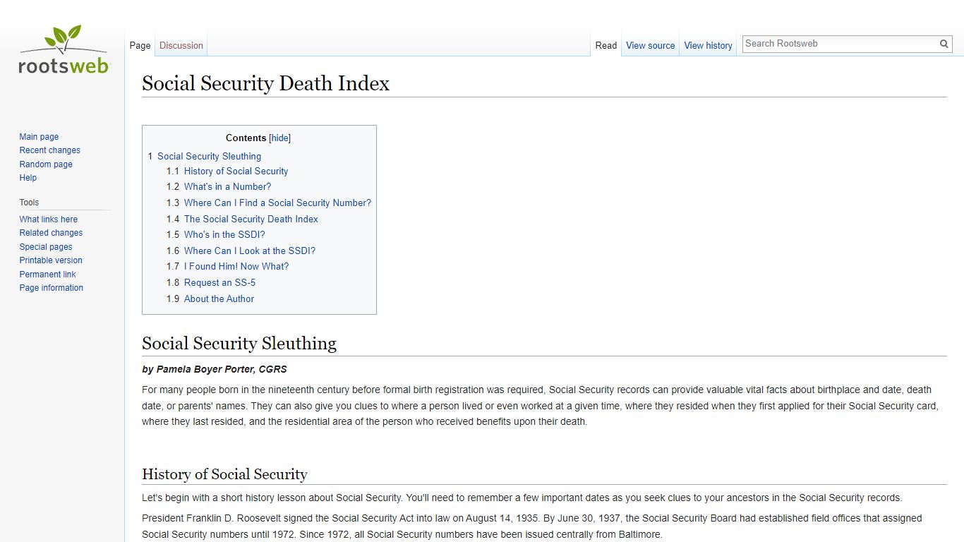 Social Security Death Index - Rootsweb