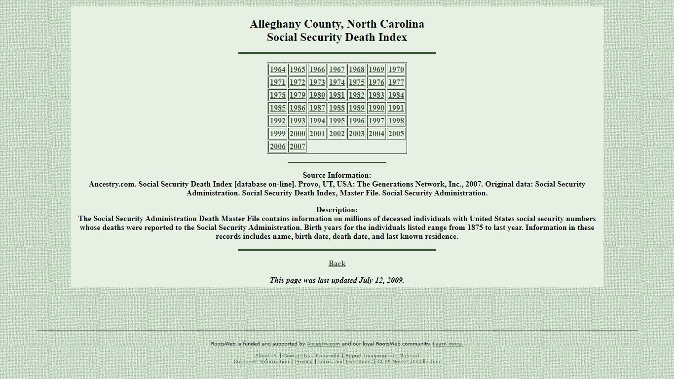 Social Security Death Index - RootsWeb