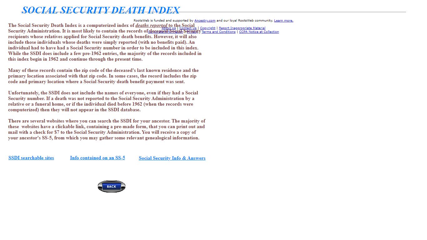 Social Security Death Index - RootsWeb